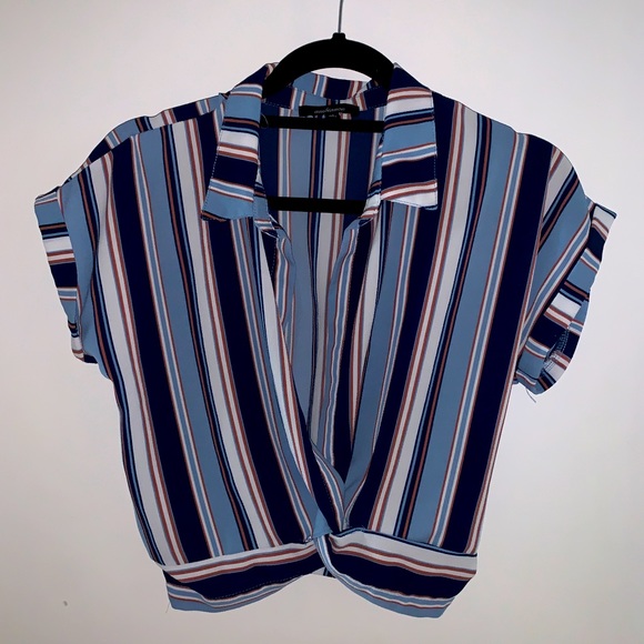 Ambiance Short sleeve stripped collared top - Picture 1 of 3